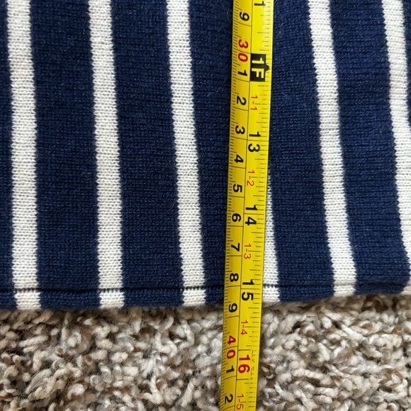 Nwt Talbots Navy Striped Sweater with Colorful Cuffs 100 cashmere  marinier - Picture 7 of 8